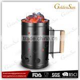 Hot Sale Black Plated BBQ Charcoal Chimney Starter With Wooden Handle