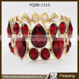 Latest design exaggerated punk fashion red teardrop wide bracelet