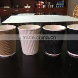 Logo Printed Hot Insulated Disposable Thick Ripple Wall Coffee Paper Cups With ps Lids thumbnail-2