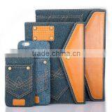 Wholesale Price Factory Strong Protect Pocket Jeans Leather Tablet Cover for Ipad