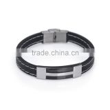 Wholesale Black Silicone Bracelet Fashion Magnetic Clasp Bangle