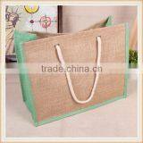 White Cotton Tote Portable Jute Shopping Bag Burlap Sack thumbnail-3