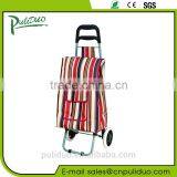 Straight 2 Wheeled Folding Supermarket Shopping Cart Bag With Cooler Pocket thumbnail-1