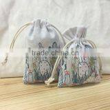 Custom Logo Indian Jewelry Small Drawstring Organic Gift Muslin Cotton Pouch thumbnail-2