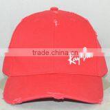 Professional Custom 6 Panel / 100% Cotton/red/white Embroidery Trademark/baseball Cap