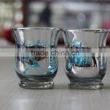 Spray Color Glass Candle Holder With Vacuum Electroplate for Customer Design thumbnail-3