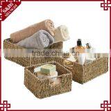 Home or hotel towel and shower gel storage tool seagrass woven bathroom basket