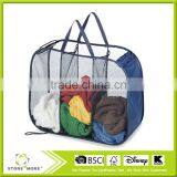 Laundry Sorter Hamper Toy Storage 3 Compartment Blue thumbnail-1