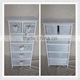 Shabby Chic Wooden Storage Chest Fully Assembled Wood Living Cabinet With White Hanging Hearts Handles thumbnail-4