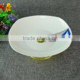 Royal Luxury Gold Ceramic Cake Plate Stand Decorating Tools For Home Drawing Room thumbnail-2