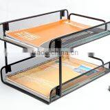 New Style Office Stationery Metal Wire Mesh 2-Tier Stacking Document Tray/Letter Tray/File Tray thumbnail-2