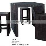 Wholesale Modern Wooden Top Rattan Base Bar Table and Chairs thumbnail-2