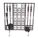 Wrought Iron Fire Place Tools Set, 4 Piece Metal Fire Tools Set, Fire Place Accessories, Companion Set, Family Fire Tools Set thumbnail-1