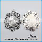 12mm Alloy Base Setting ,DIY Jewelry Cameo Jewelry Settings,Metal Charms Flower Setting thumbnail-1