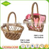 Custom size small hanging storage wholesale wicker basket with handle for gift