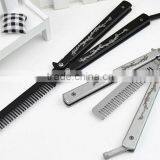 Stainless Steel Folding Practice Training Butterfly Style Knife Comb thumbnail-1
