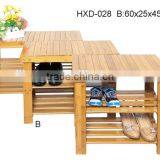 2-tier Shoe Bench Boot Organizing Rack Entryway Storage Shelf 100% Bamboo thumbnail-2