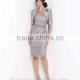 2 Pieces Knee Length Long Sleeve Cotton Lace Dresses Plus Size thumbnail-1