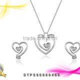 Sterling Silver Heart Fashion Delicate Pendantset thumbnail-1