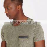 MGOO Custom Pocket Tshirt Pattern Wholesale Slim Fit Snow Wash T Shirts For Men thumbnail-5