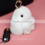 18cm 100% Real Genuine Rex Rabbit Furs Keychain Pendant Bag Car Charm Tag Cute Mini Rabbit Toy Doll Fur Monster Pom Pom Keychain thumbnail-4