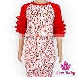 Hot Sale Children Spring Clothes Long Sleeve Love Printed Stringy Selvedge Ruffle Plain Red Design Baby Tops thumbnail-2