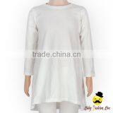 Autume And Winter Kids Blouses Breathable 100% Cotton Plain White Long Sleeve Baby Gir Dress Blank Top Shirt thumbnail-3