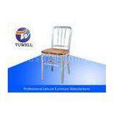 Outdoor Brushed Aluminum Wood Seat Commercial Modern EMECO Navy Chair thumbnail-1