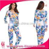 2016 Summer New Printed Floral Ladies Deep-v-shaped Jumpsuit thumbnail-4