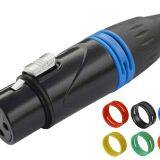 Тройконный XLR-съемный кабельный разъем черного покрытия с кольцом цвета thumbnail-1