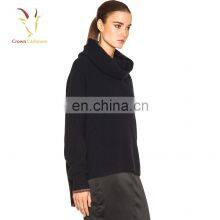 Short Front Long Back Fashional Ladies Black Oversized Knit Pullover Sweater thumbnail-3