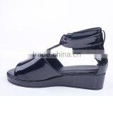 Shiny Upper Hot Sale Low Price Lady Comfort Flat Thick Sole Buckle up Sandals thumbnail-4
