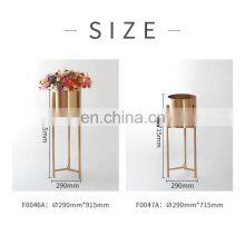Luxury Iron Stands Brass Color Huge Large Floor Flower Gold Tall Wedding Metal Vase for Decoration thumbnail-5