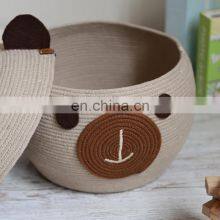 Hot Sale Bear Toy Basket for Kids, Basket Made With Cotton Ropre Cute Natural Basket Nursery Decoration for Baby and Kids thumbnail-5