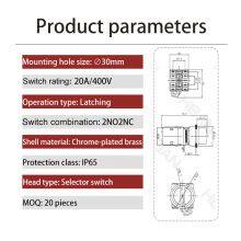 Ip65 30mm Chrome Plated Brass Rotary 2 Position 20a 1no 1nc on off Latching Switch thumbnail-2