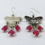 Deluxe Dyed Ruby Earring, Silver Jewelry India, Gemstone Silver Jewelry thumbnail-5