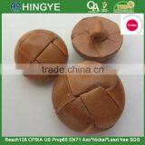 Sedex Audited Factory 2 Pillar Genuine Leather Braided Shank Button, Real Leather Covered Button