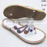 Good quality new metal shoelace PCU ladies clip-toe slippers