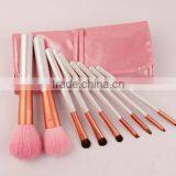 Pink Goat Hair 9pcs Make up Travel Brush Sets