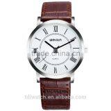 2015 Latest Rose Golden Case Slim Leather Wrist Watch for Men thumbnail-4