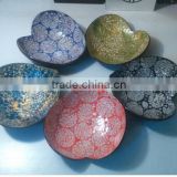 Eco-friendly handmade heart shape multi-color lacquer coconut shell bowl