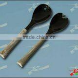 Black Horn Salad Set With Waving Silver-Plated Handle - BSAH65 thumbnail-1
