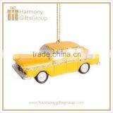 Yellow Resin Taxi Model Mini Car Ornament