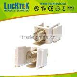 Keystone Jack - Coax F-Type / RG-6 or RG-59, White, Golden Plated