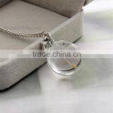 Love Glass Bottle Real Flower Jewelry Wish Charm Dandelion Seeds Necklace thumbnail-2