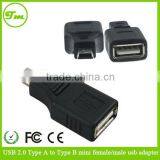 Black USB 2.0 Type A to Mini USB 5-Pin Type B Female / Male Adapter