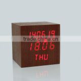 Wood voice control multi-functional lcd clock with alarm