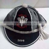 Custom Embroidered Honours Cap With Silver Braid & Tassel, Black / Grey Velvet thumbnail-1