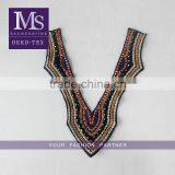 Customized Embroidery Ladies Garment Collar, Black Acrylic Beaded Necklace, Colourful Embroidery Collar for Garment thumbnail-1