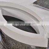 Oval Table Modern White High Gloss MDF Coffee Table With Chromed Steel thumbnail-3